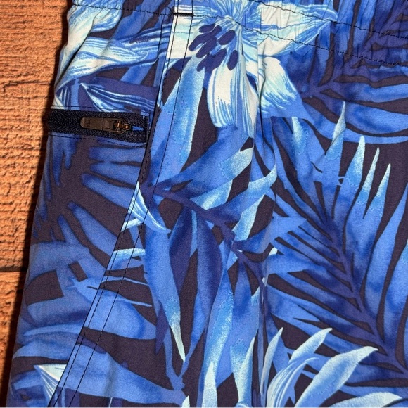 🌻 Land’s End Swim Trunks Mens size XL Blue Tropical Palm Print Pockets Active - Picture 3 of 11
